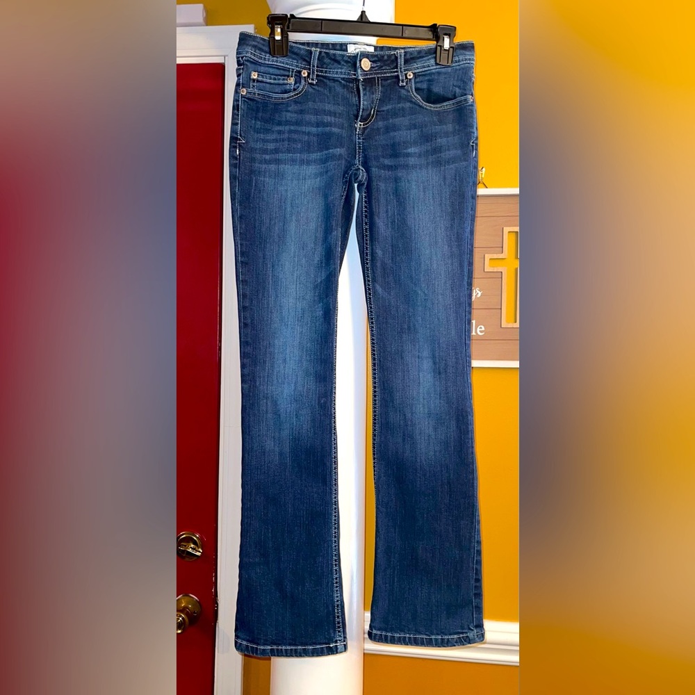 Classic Blue Boot Cut Jeans with Faded Denim